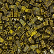 Miyuki half tila 5x2.4mm beads - Picasso opaque yellow HTL-4519